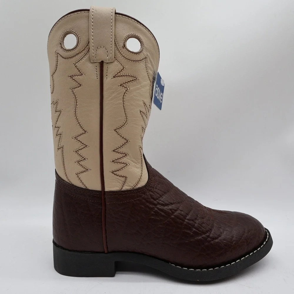 Acme Vintage Style Roper Boots Kids 3.5 Brown Bullhide Leather New NWT